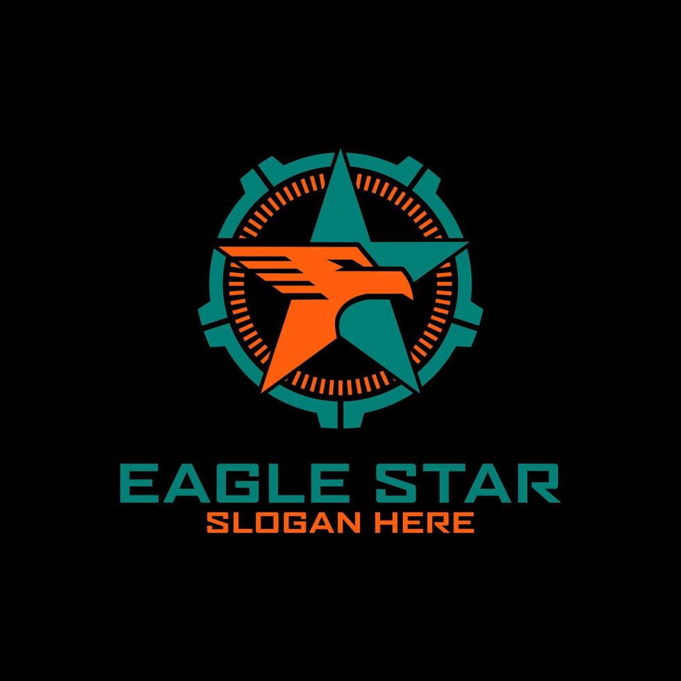 Plantilla de diseño de logotipo militar táctico de insignia de estrella de águila vector