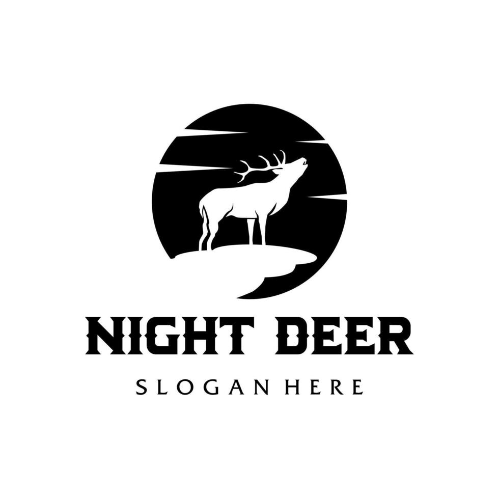 Deer Night vector  logo design template