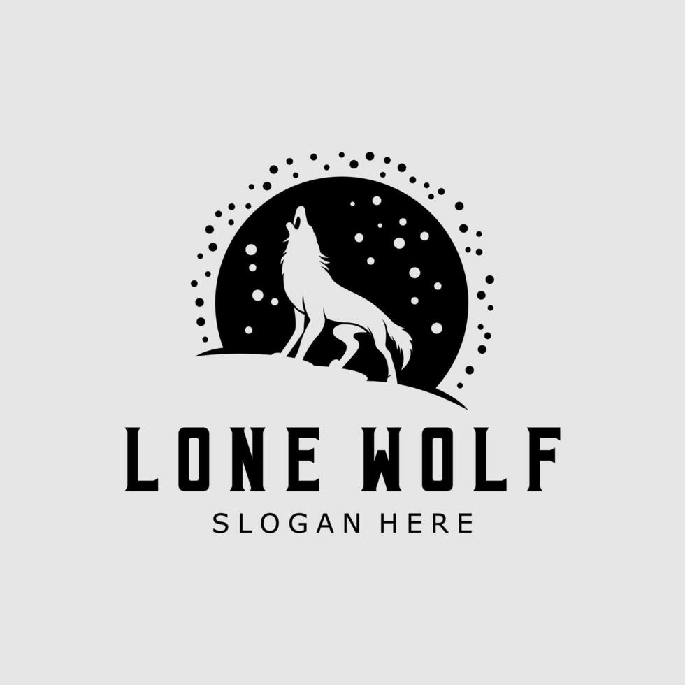 lone wolf logo design vector