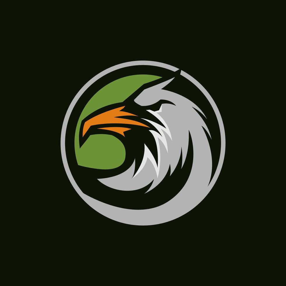 Eagle circle gaming logo design tamplate vector