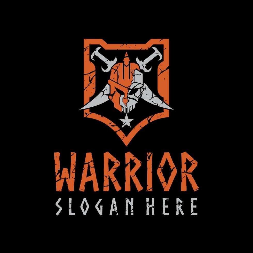 spartan warrior cross sword logo vector