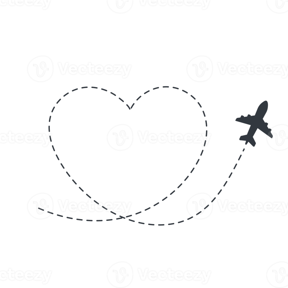 Airplane routes travel icon. Travel from start point and dotted line tracing. png