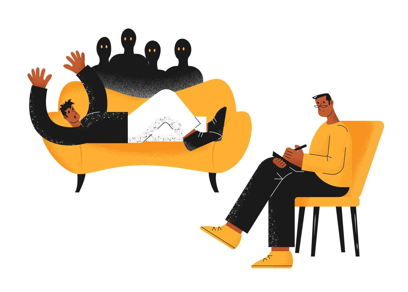 Reception of a psychotherapist, fight against fears, psychotherapy, consultation of a specialist vector