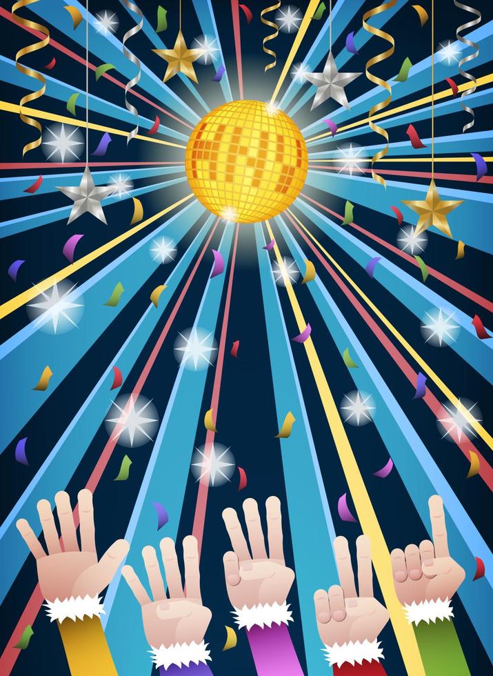 New year disco party countdown hands vector