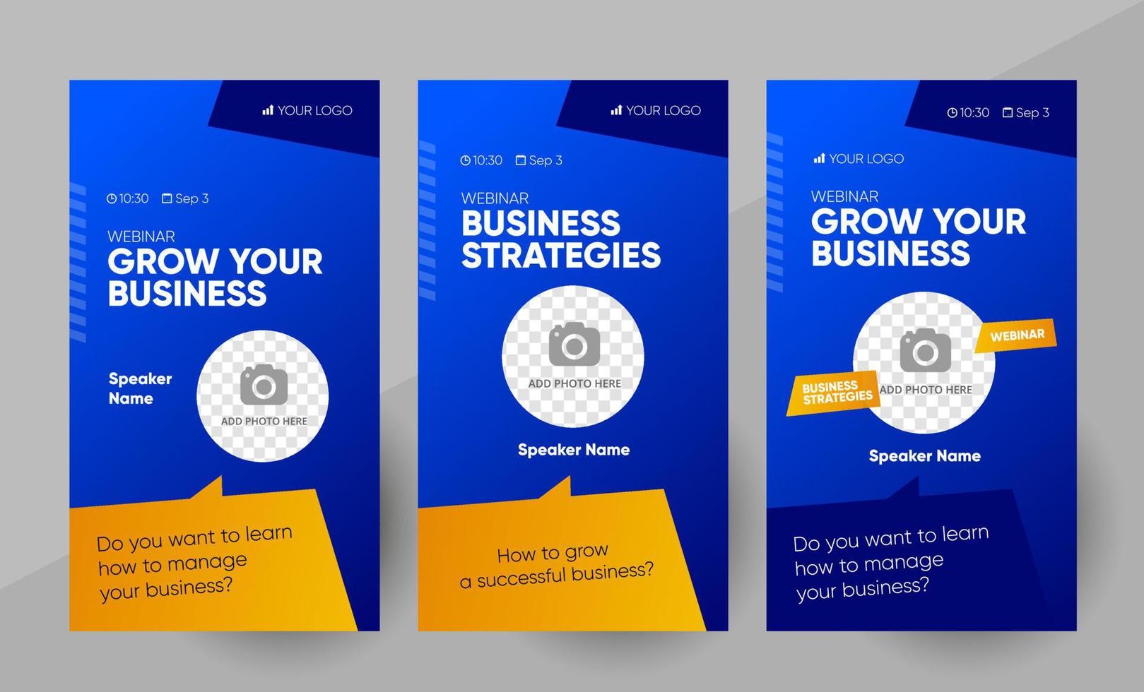 Business webinar social media post template. Background and illustration for social media banner design in vector. vector