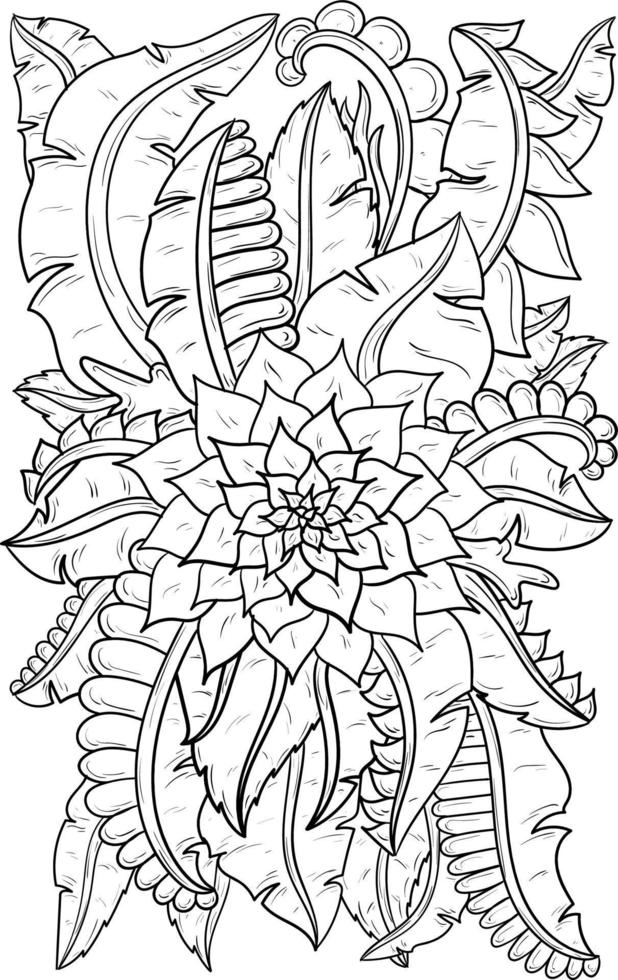 flower and plant outline object illustration for coloring vector