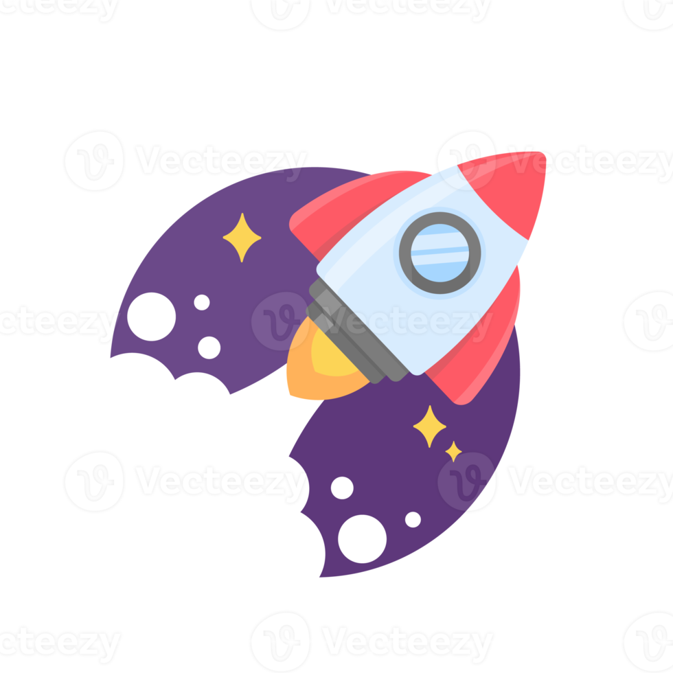 Space exploration rocket soars into the sky concept of starting to learn science png