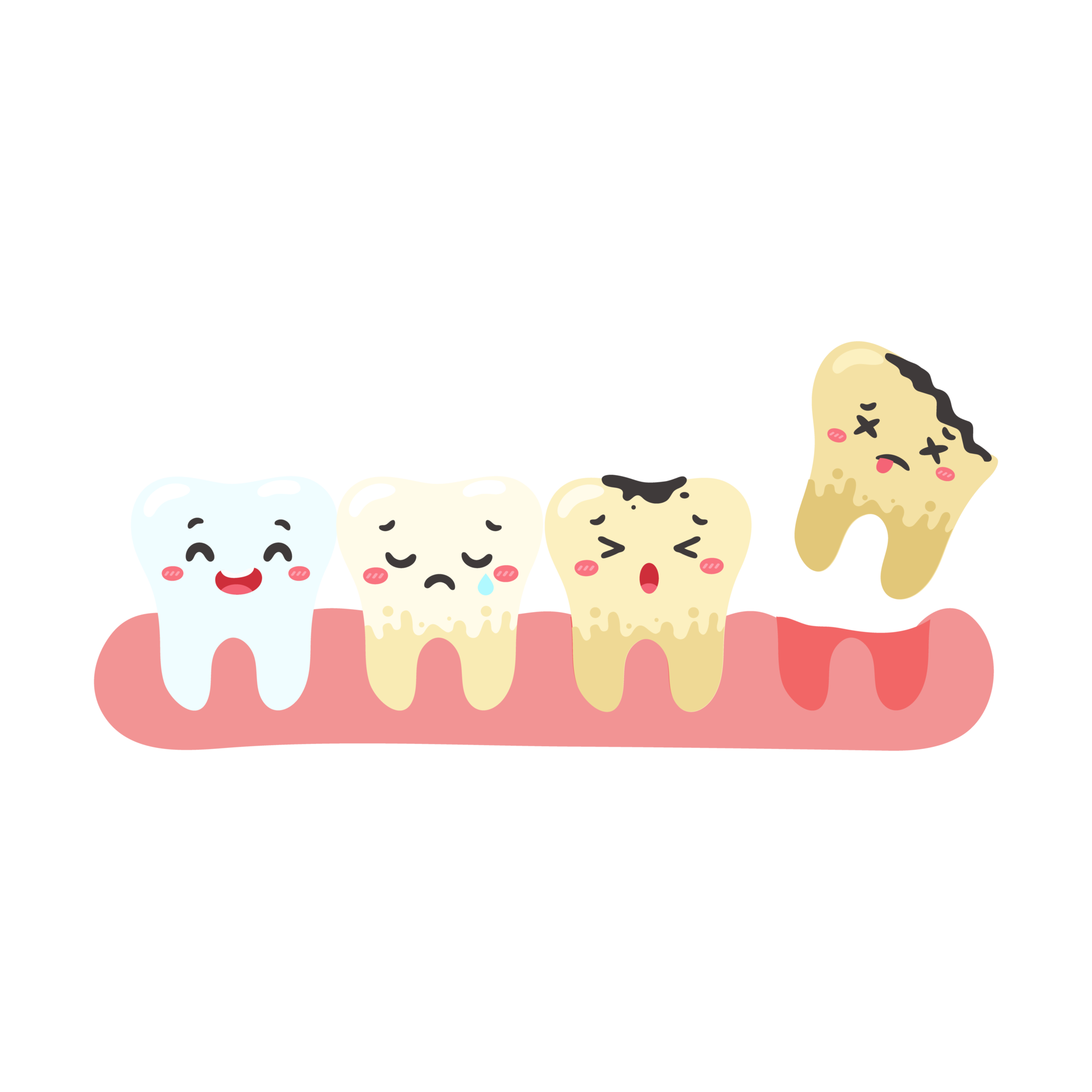 Free Cartoon teeth and gums inside the mouth are happy with the problem of  tooth decay. There are plaque on the teeth. 14537249 PNG with Transparent  Background