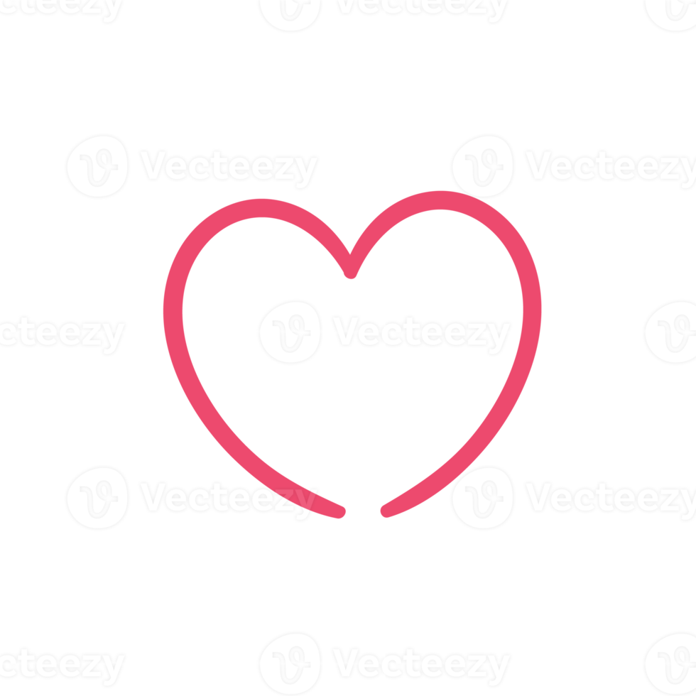 Hand drawn heart line. red heart love on valentines day png