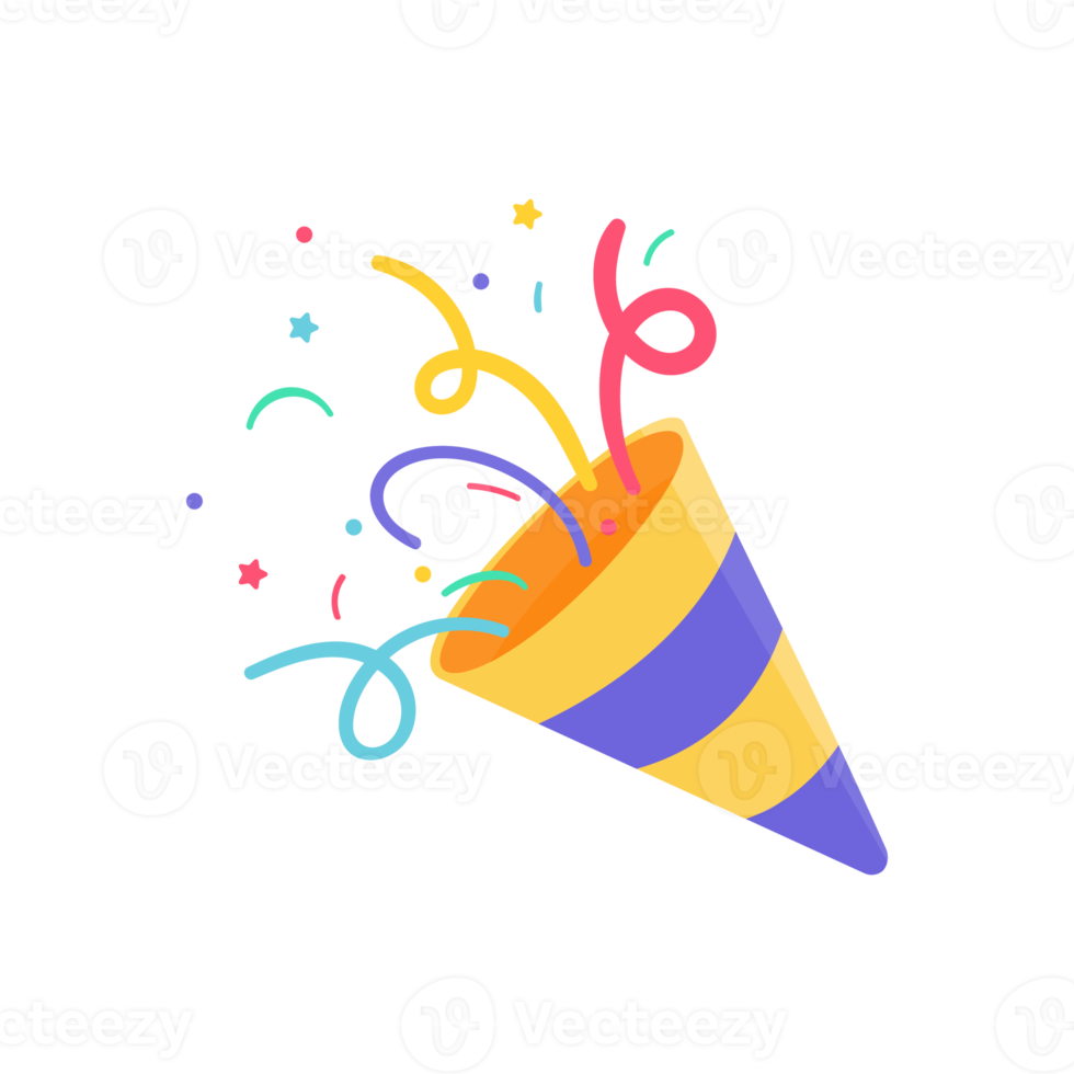 Fireworks draws a party. Confetti floating from the birthday party fireworks png
