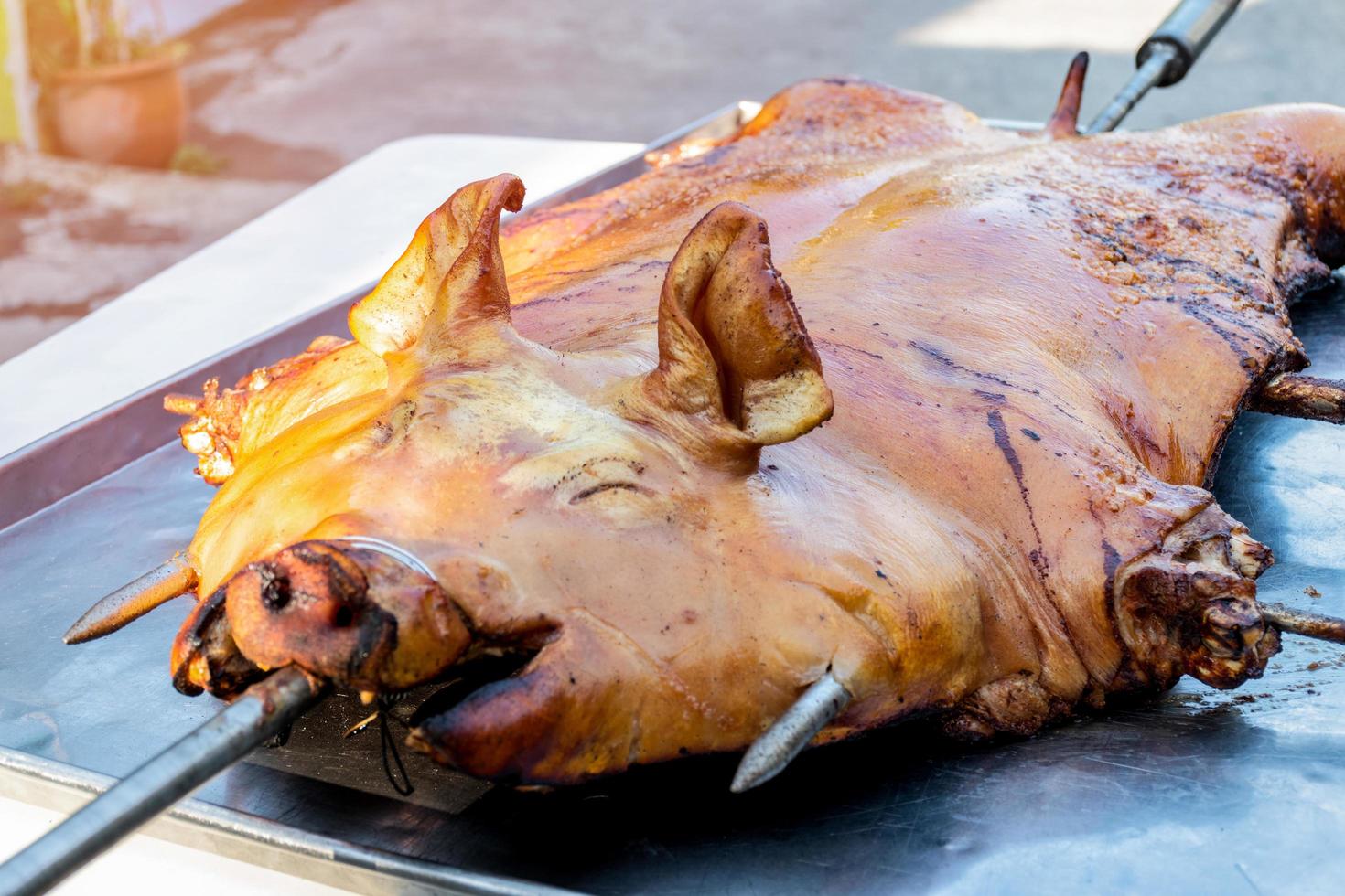 barbecued suckling pig or Roasted suckling pig photo