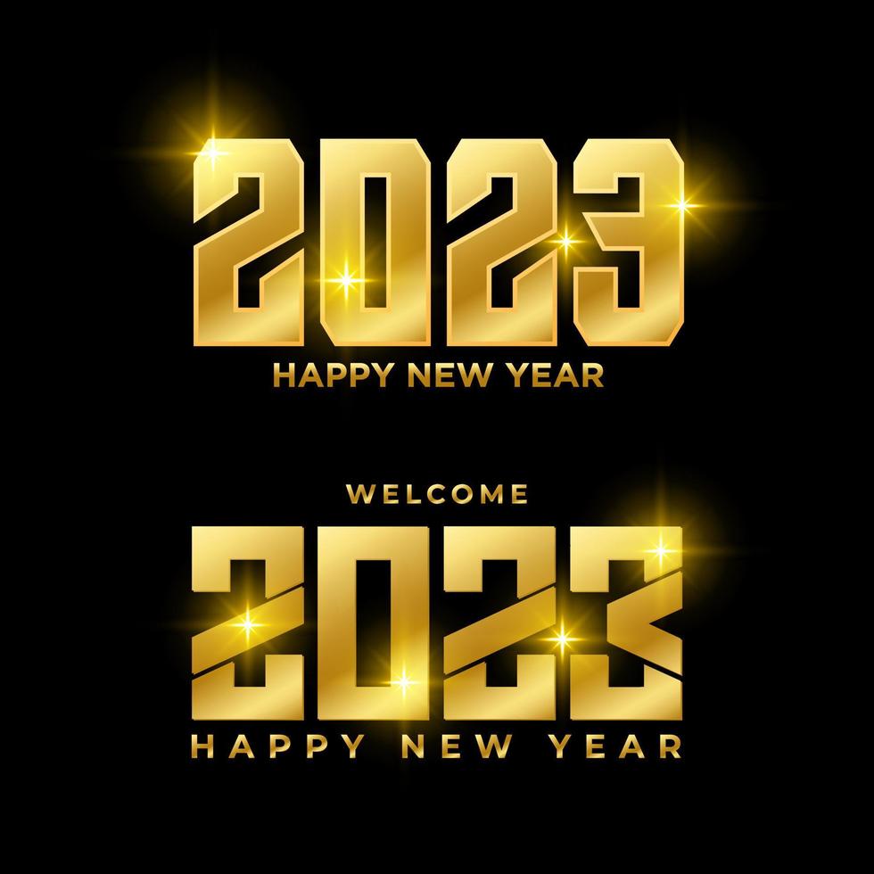 Shiny Golden Happy New Year 2023 design. Twenty Twenty Three design. Happy New Year 2023 design vector