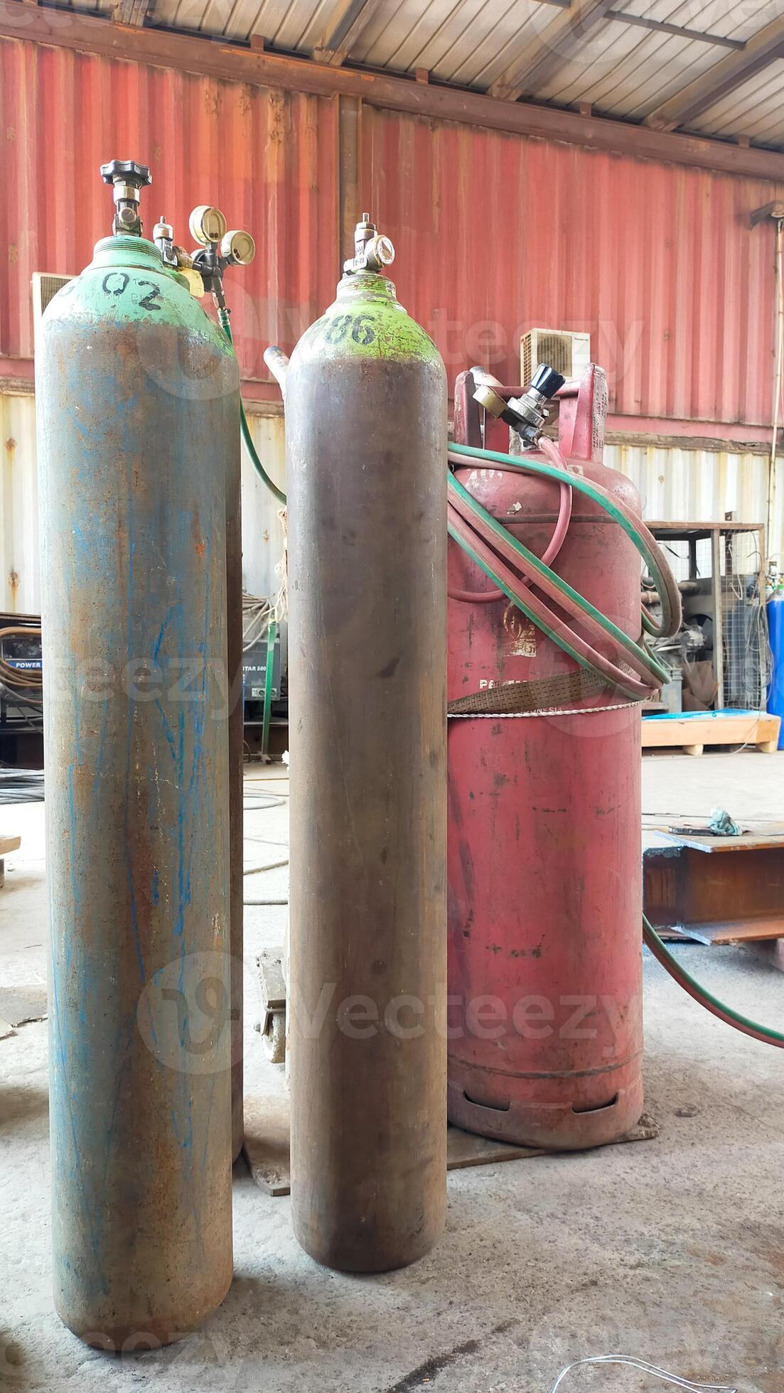 Oxygen and acetylene used for carbide welding. 14537602 Stock Photo at