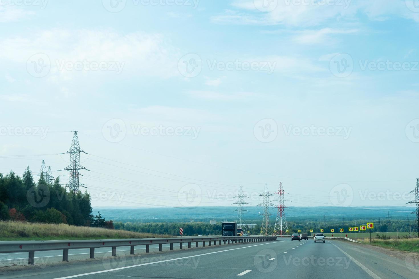 wide highway with an iron bumper, copy space photo