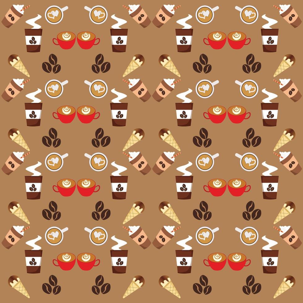 Coffee seamless pattern vector
