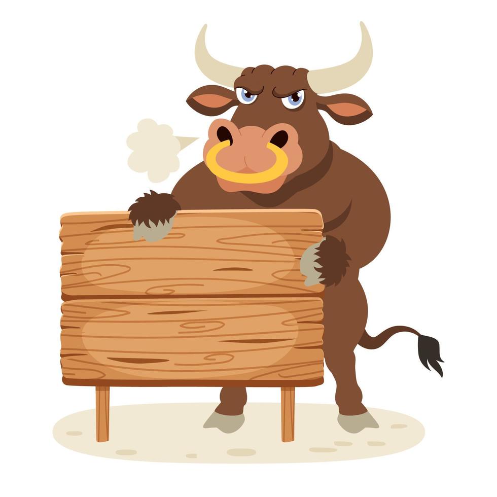 Cartoon Illustration Of A Bull vector