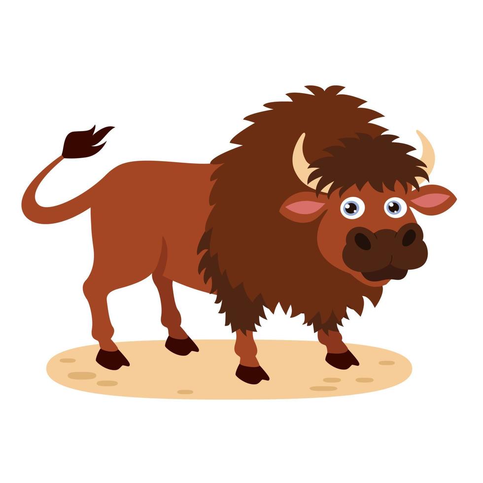 Cartoon Illustration Of A Bison vector