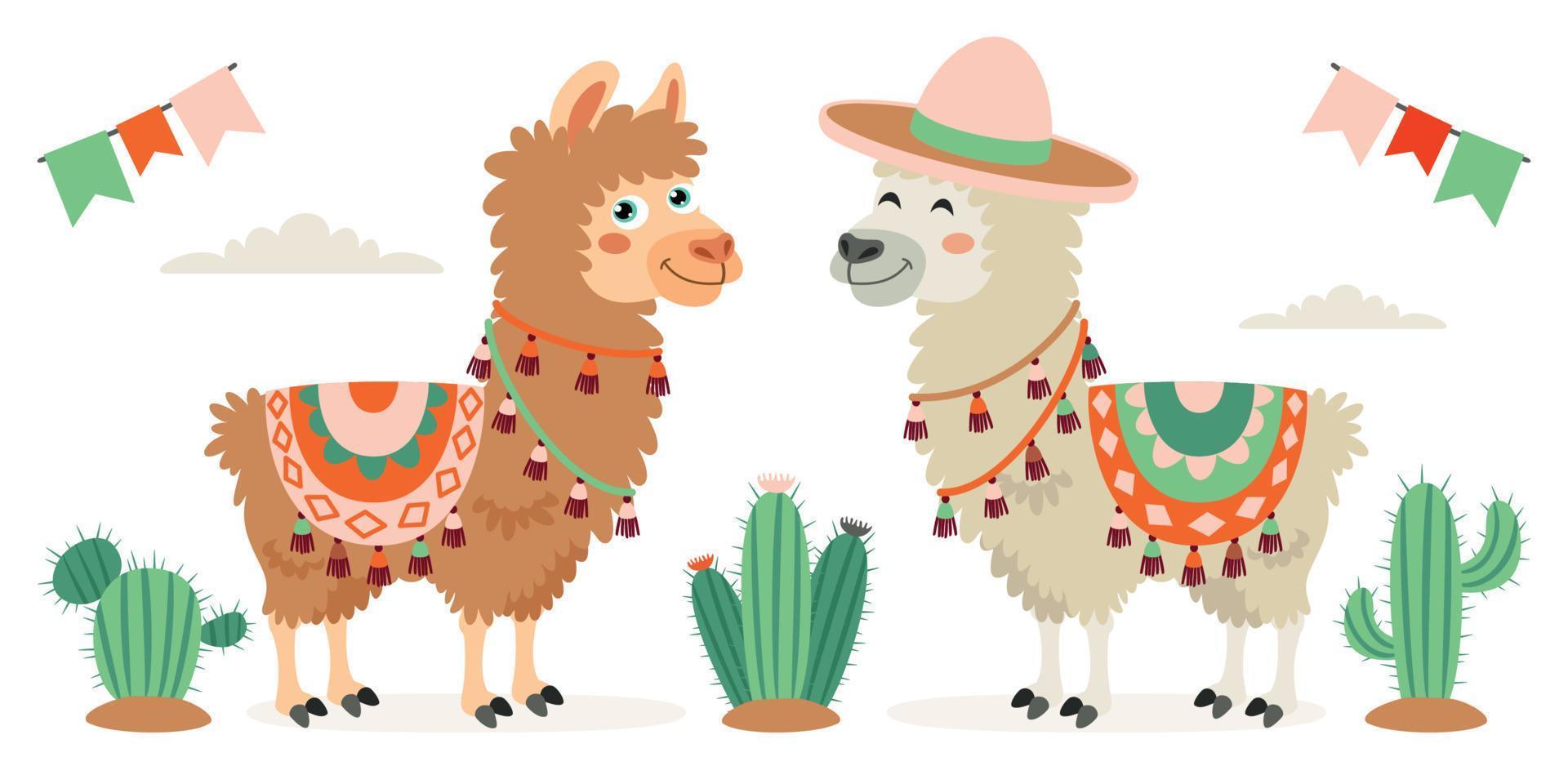 Cartoon Illustration Of A Llama vector