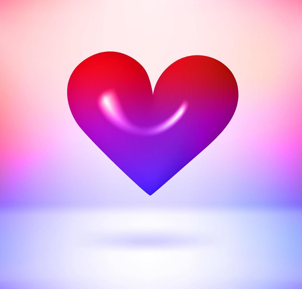 Heart with holographic effect. 3d vector illustration