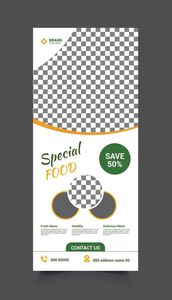 Restaurant food roll up banner and signage design vector