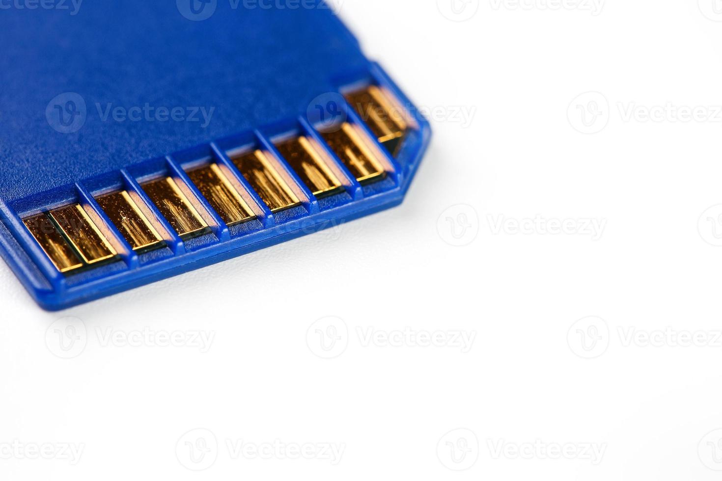 Blue SD Memory Card Isolated on White. concept photo