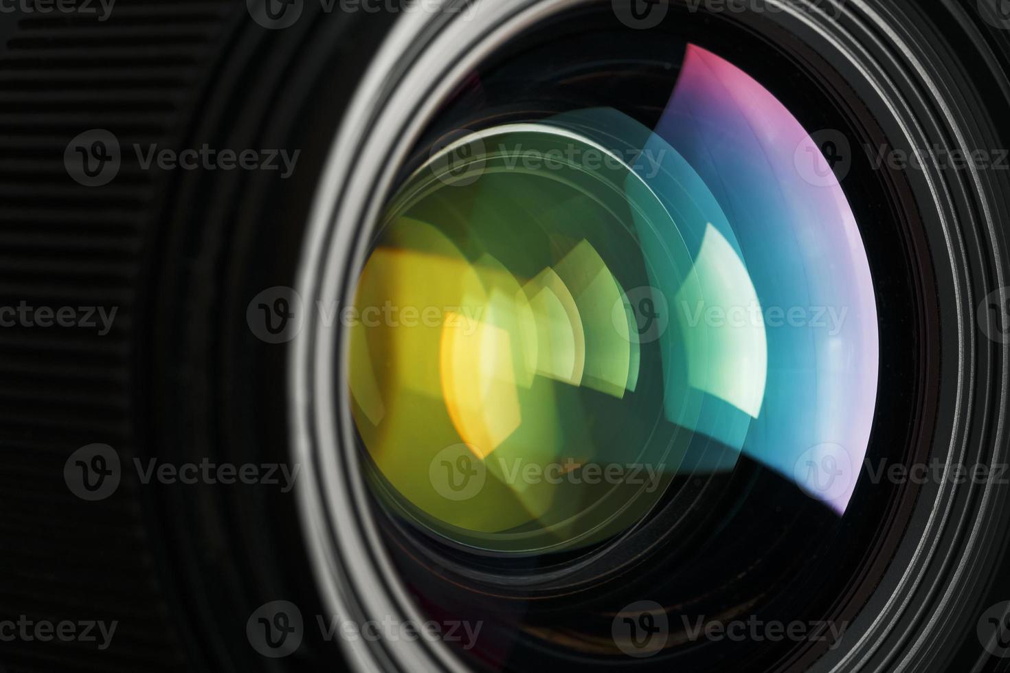 A camera lens with a beautiful close-up optical unit as a substrate. photo