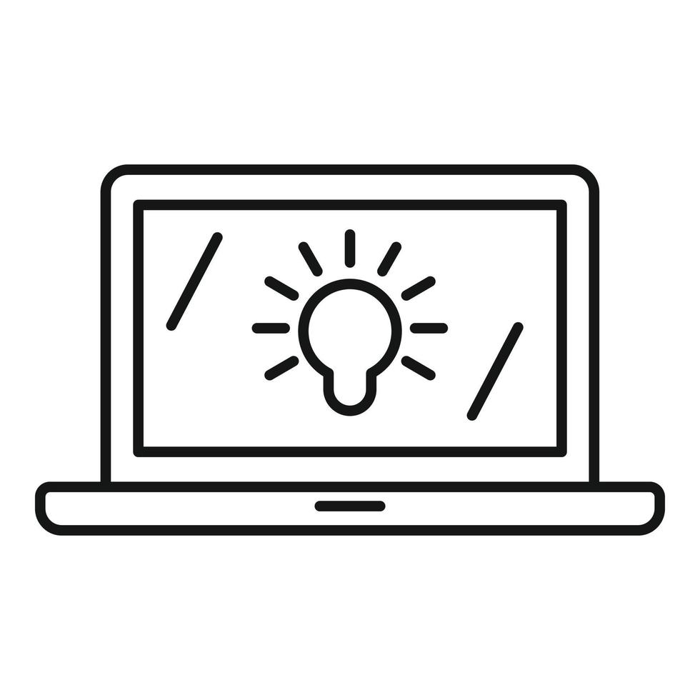 Laptop startup idea icon, outline style vector