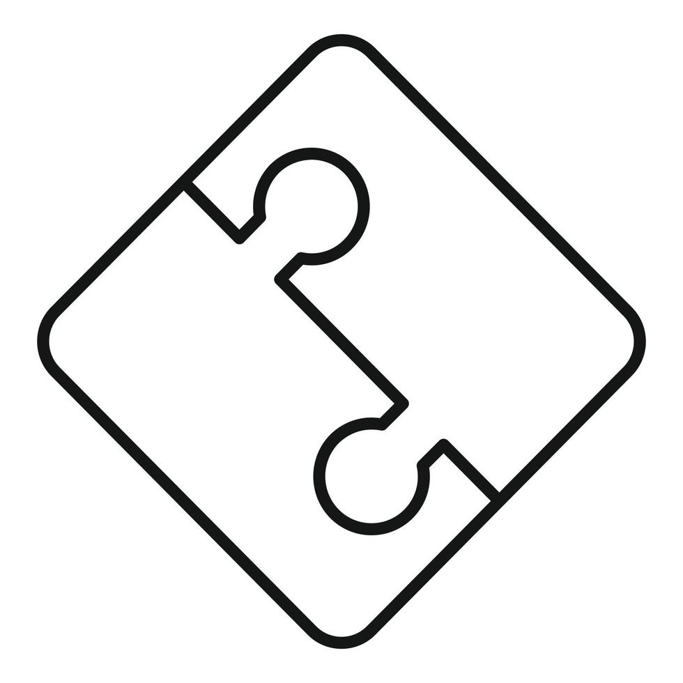 Half part puzzle icon, outline style vector