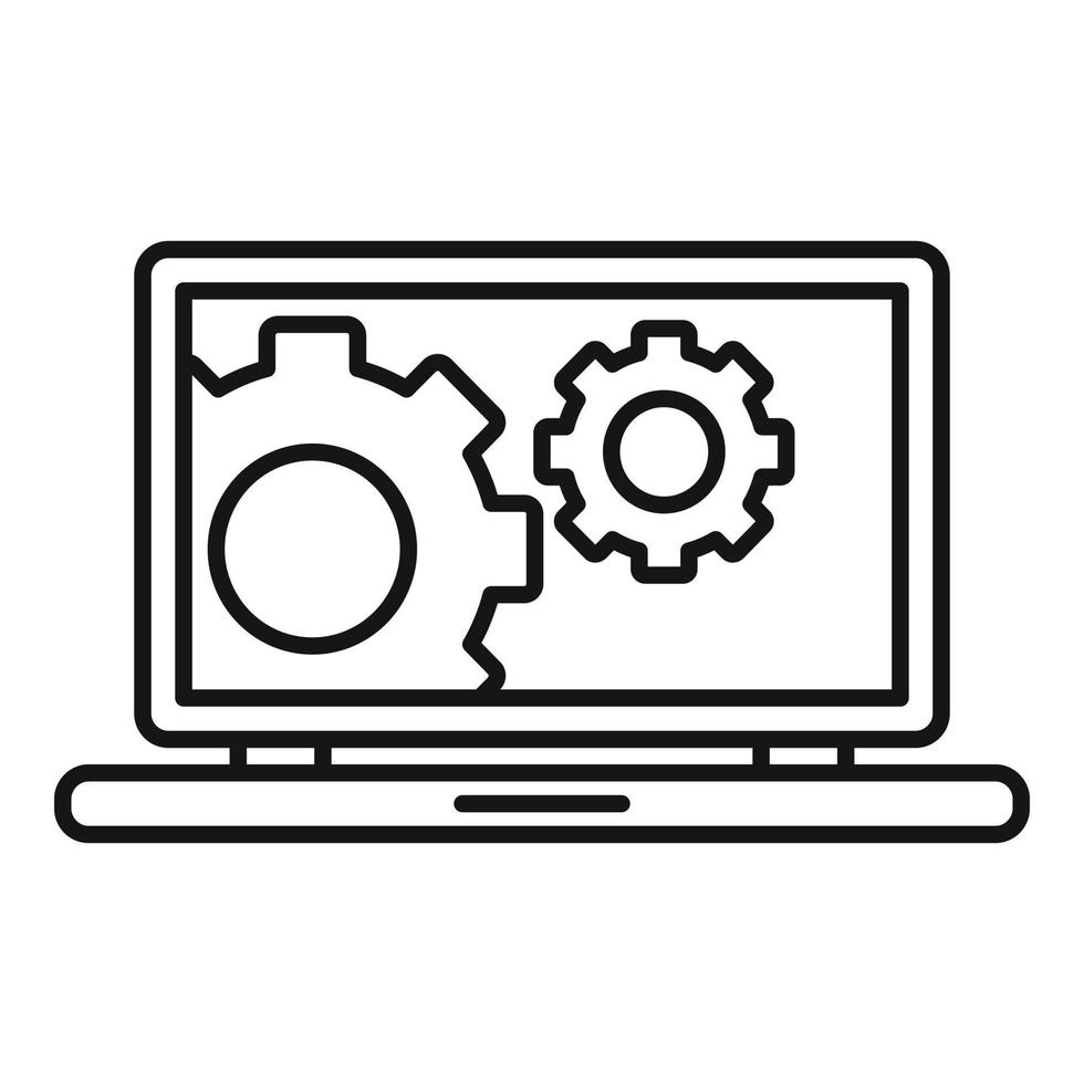 Laptop update icon, outline style vector