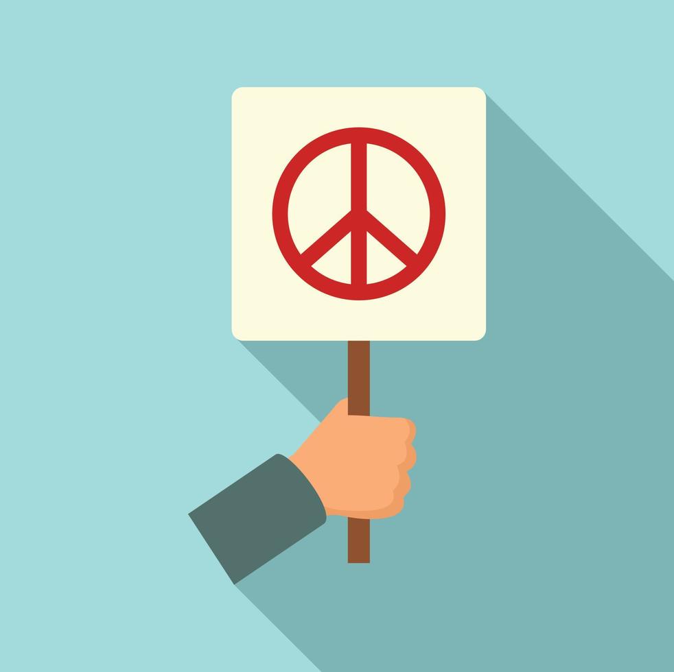 Peace symbol protest icon, flat style vector