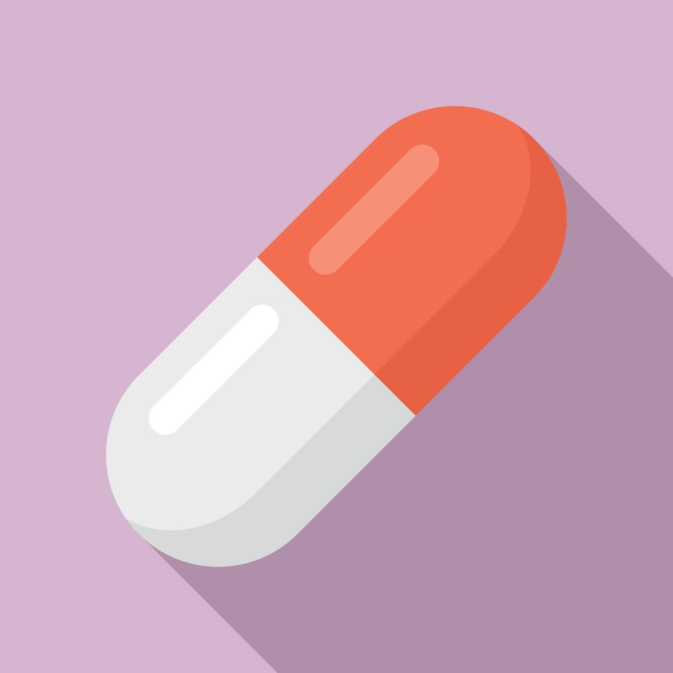 Medical capsule icon, flat style vector