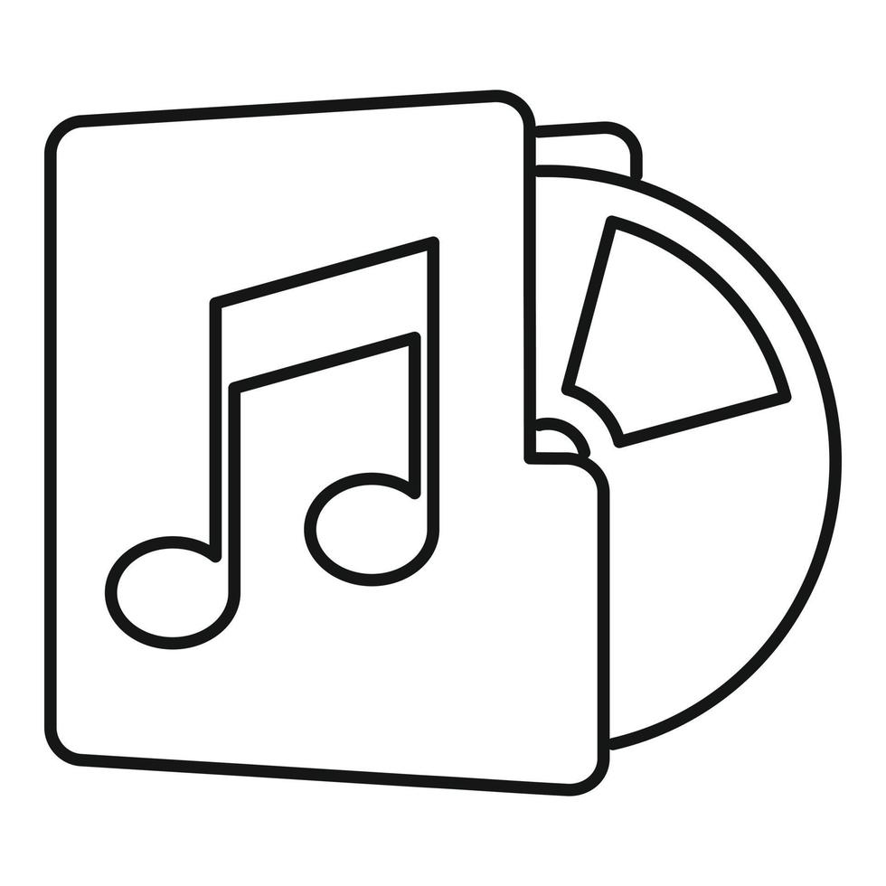 Music folder icon, outline style vector