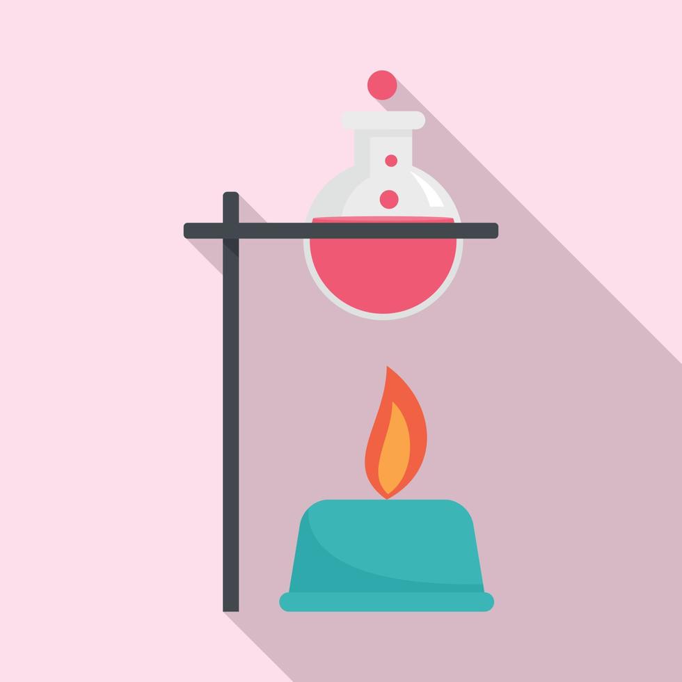 Boiling flask under fire icon, flat style vector