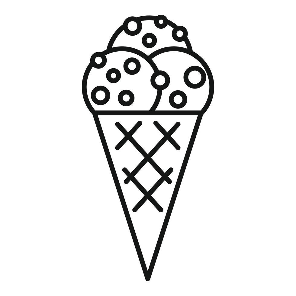 icono de cono de helado, estilo de contorno vector