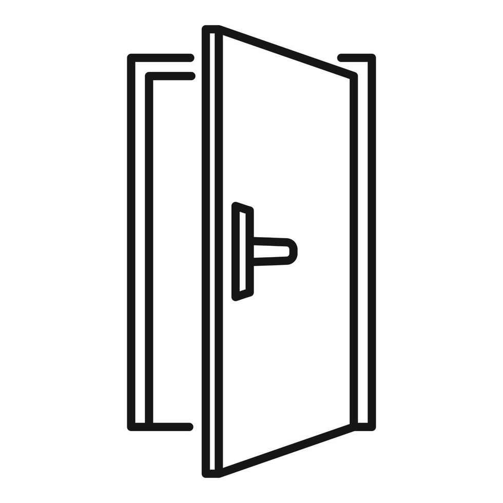 Steel open door icon, outline style vector