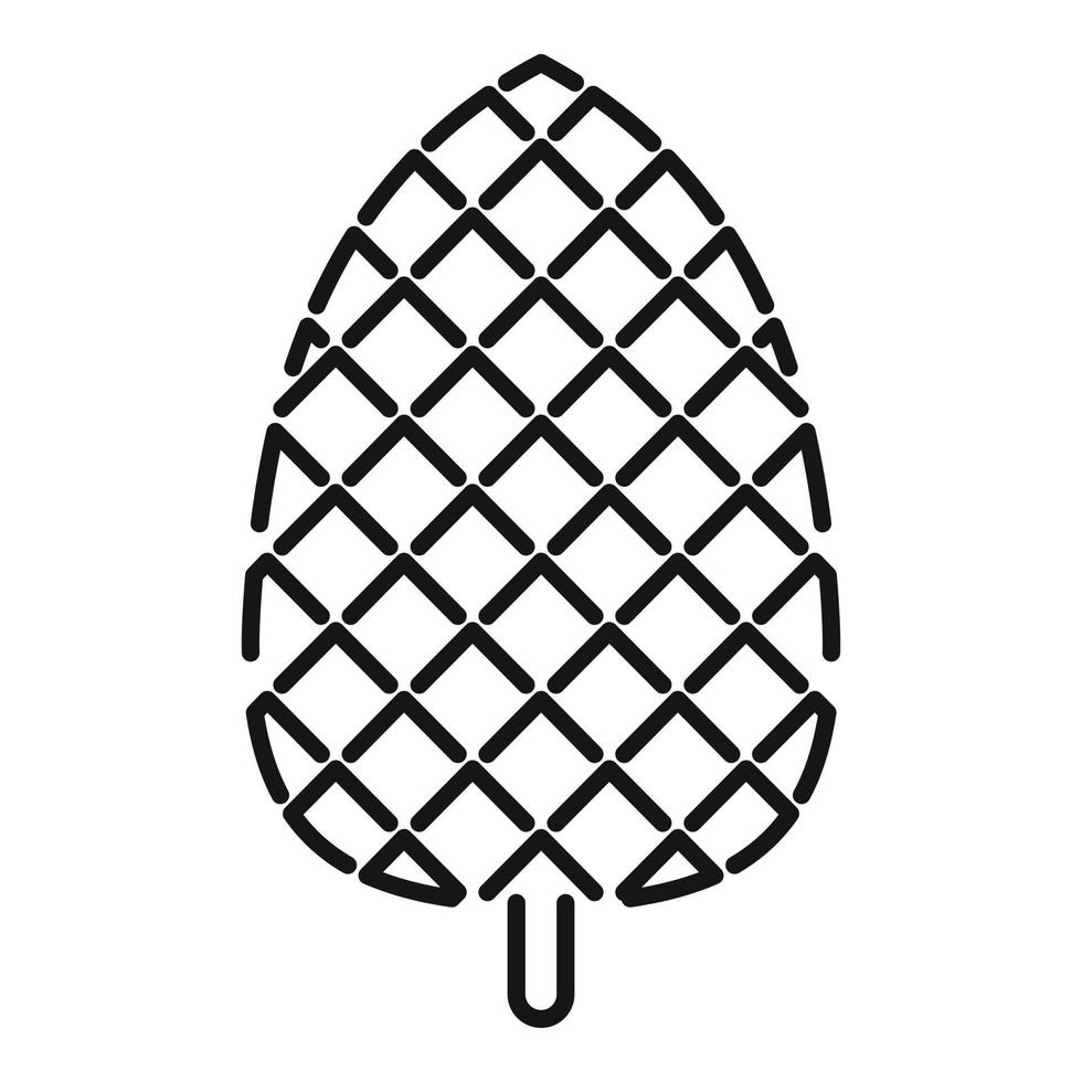 icono de cono de pino de temporada, estilo de esquema vector