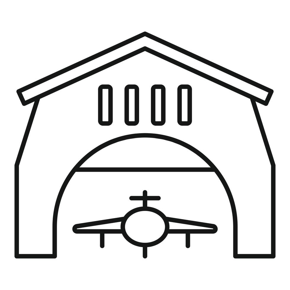 icono de hangar del aeropuerto, estilo de contorno vector