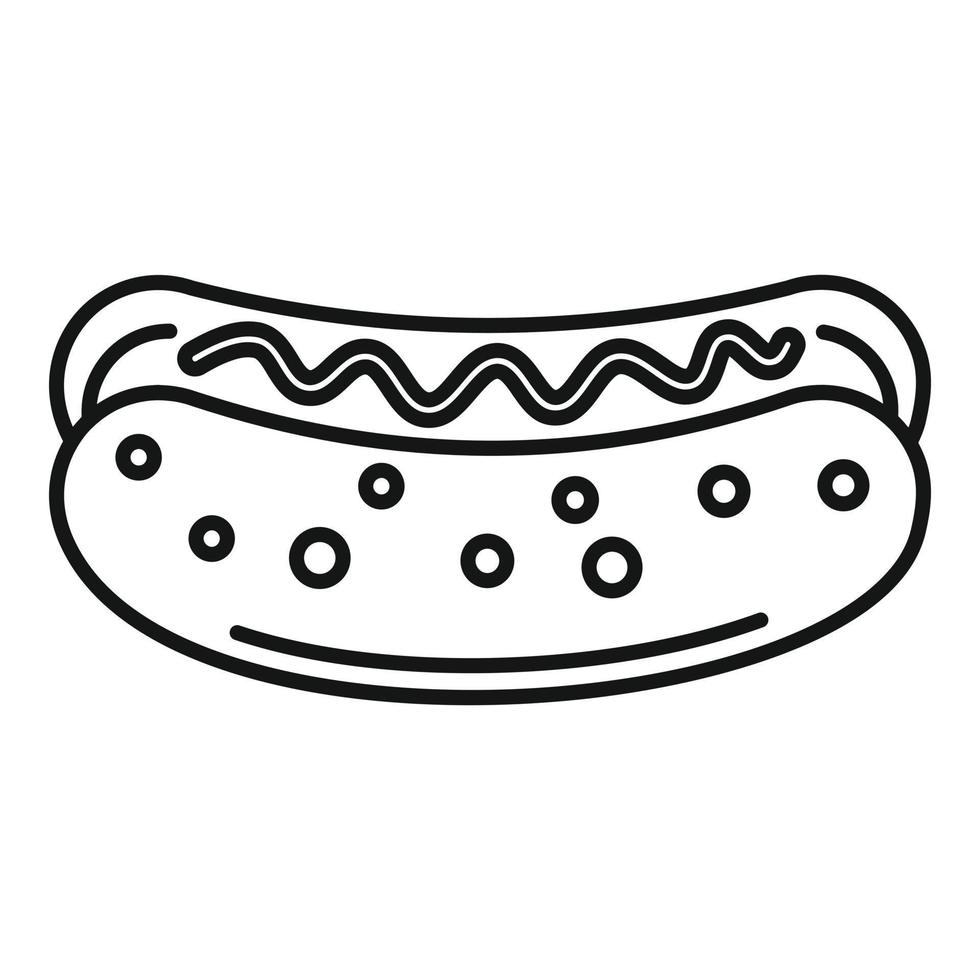 Hot dog icon, outline style vector