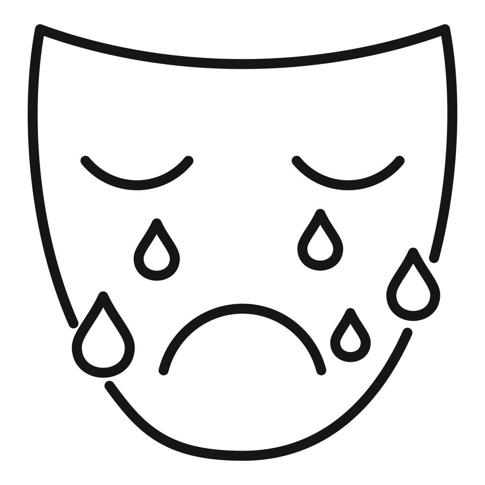 Crying man face icon, outline style vector