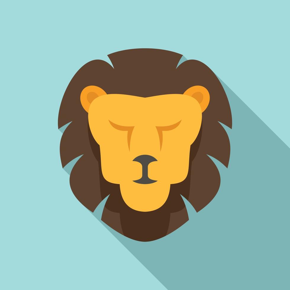 Lion face icon, flat style vector