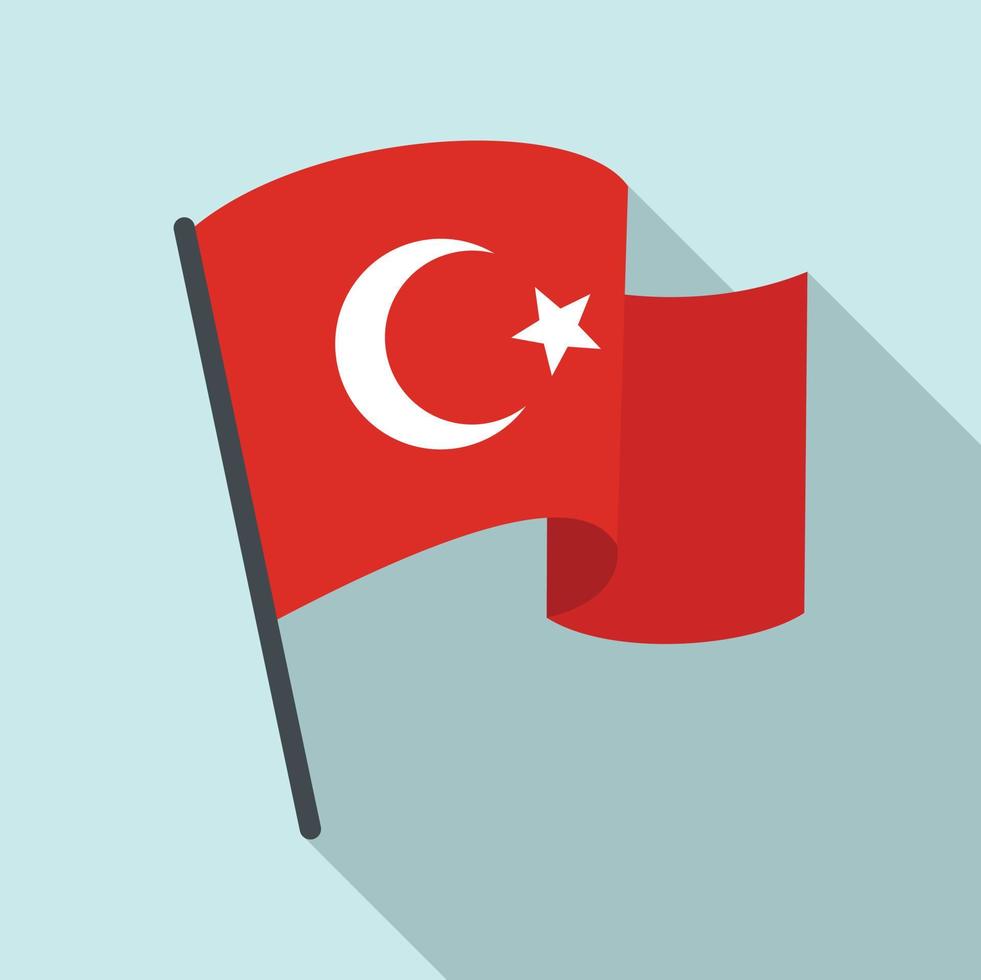 icono de bandera de turquía, tipo plano vector