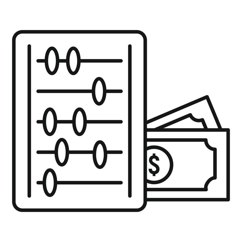 Money retro calculator icon, outline style vector