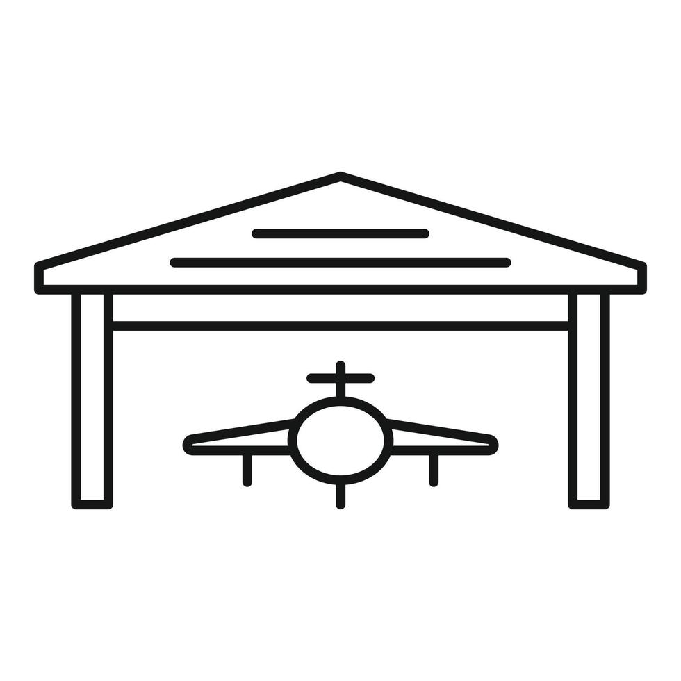 icono de hangar de avión, estilo de contorno vector