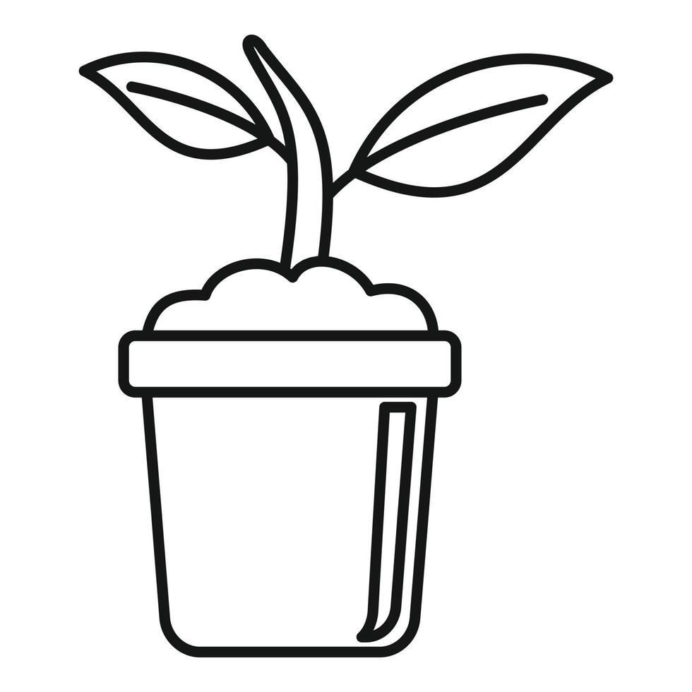 Soil plant pot icon, outline style vector