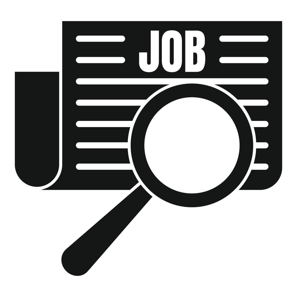 Job paper magnifier icon, simple style vector