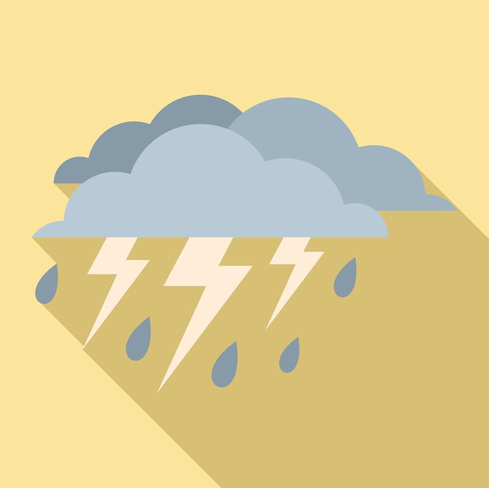 Rain thunderstorm icon, flat style vector
