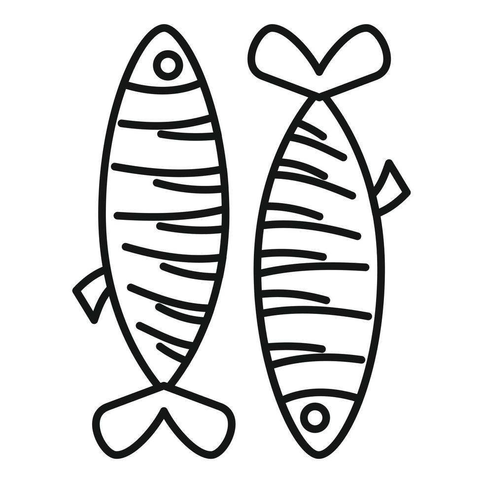 Fried fish icon, outline style vector