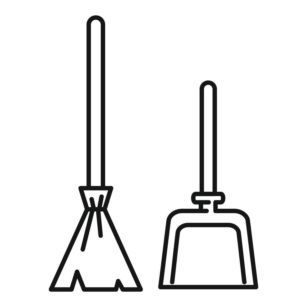 Broom dust pan icon, outline style vector