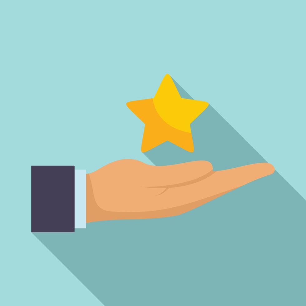 Loyalty star in hand icon, flat style vector