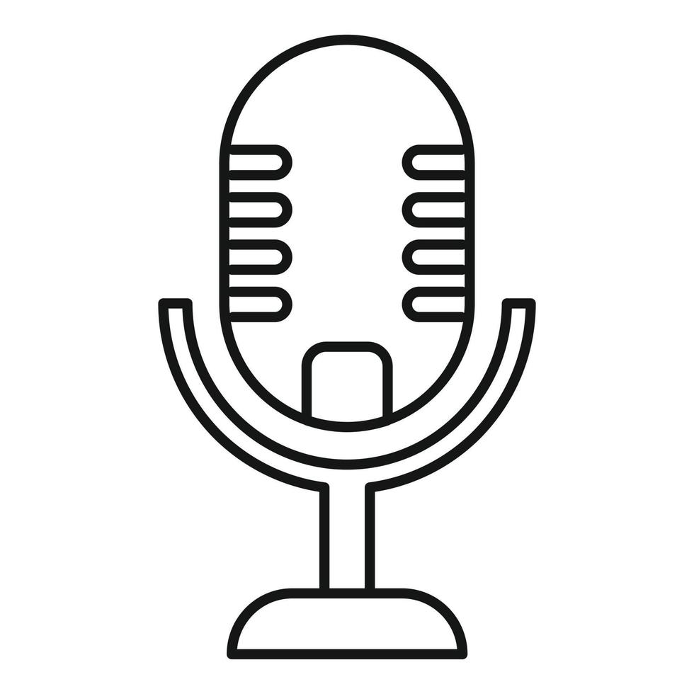 Studio microphone icon, outline style vector